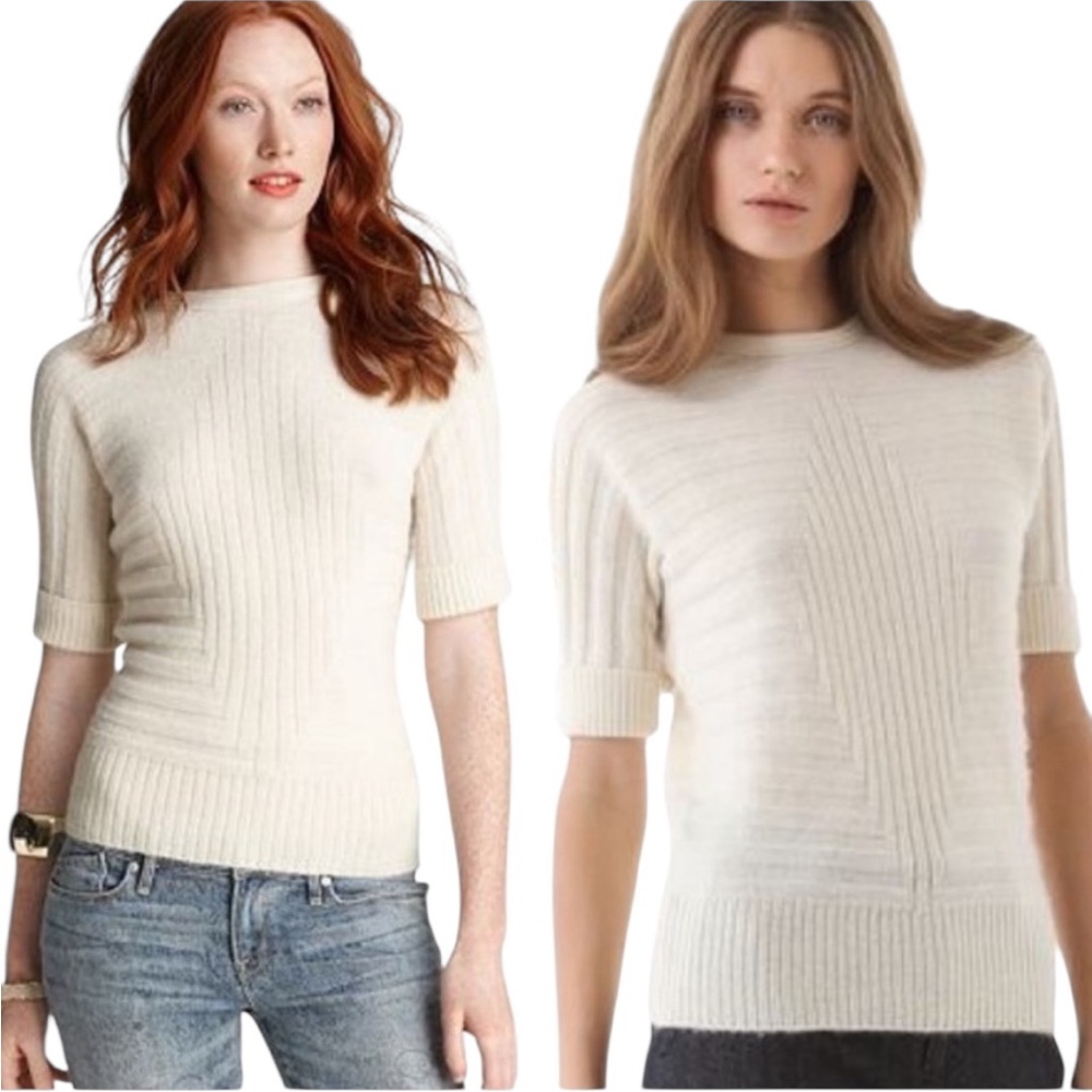Marc Jacobs Odessa Cream Alpaca Ribbed Zip Back Cropped Sweater - XS